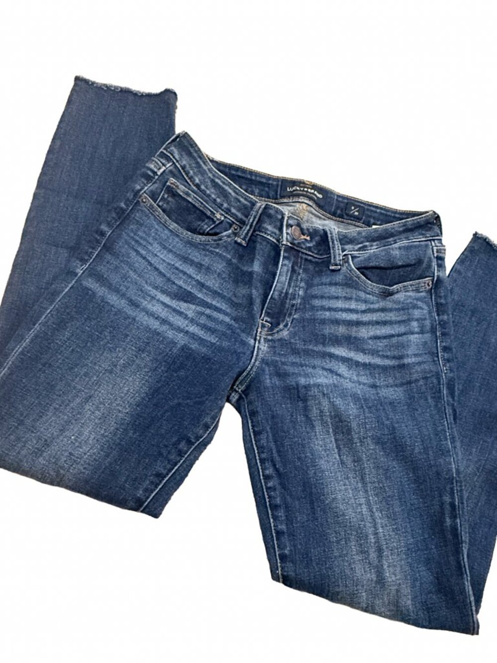 Lucky Brand Lolita Skinny Jeans Size 6 28 Dark Wash Stretch Raw Hem Denim